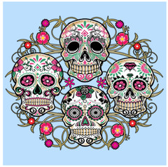 T-SHIRT–SUGAR SKULLS COLLAGE