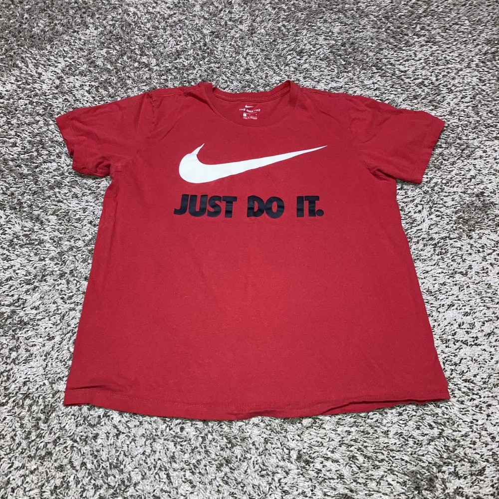 Men’s Nike Tee T Shirt Size Large Red Just Do It Swoosh Logo