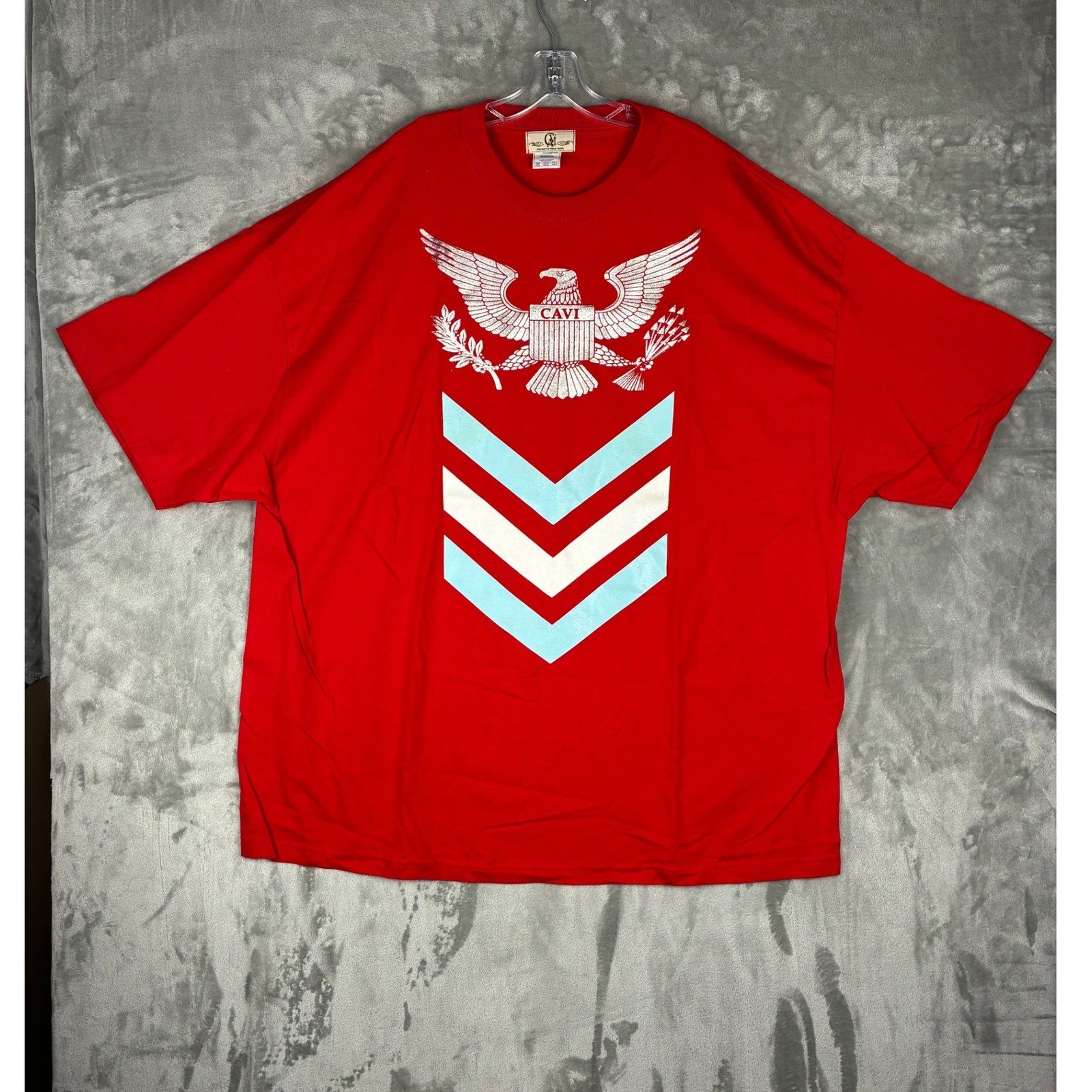 Cavi Mens Red Graphic Tee Shirt Eagle Crest Chevron Stripes 4XL Oversized gallery