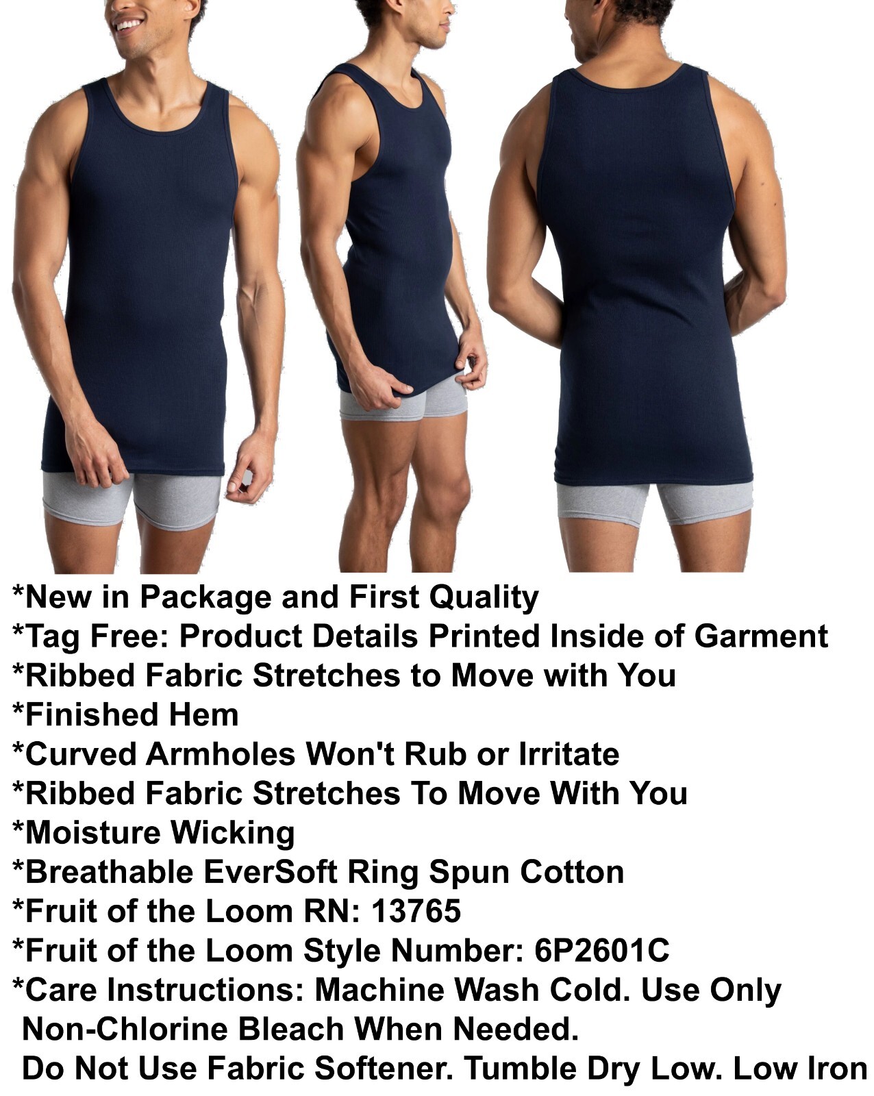 12 Blue Black Gray Red L 42-44 A-Shirt Tanks Fruit Of The Loom G 107-112 CM gallery