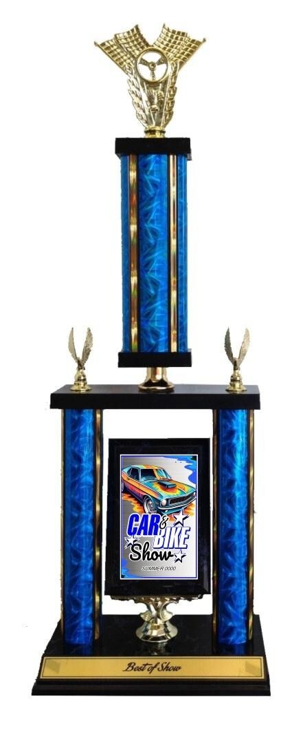 CAR SHOW TWO POST TROPHY AWESOME LARGE AWARD 26″ TALL CUSTOM DESIGN  10/8  #