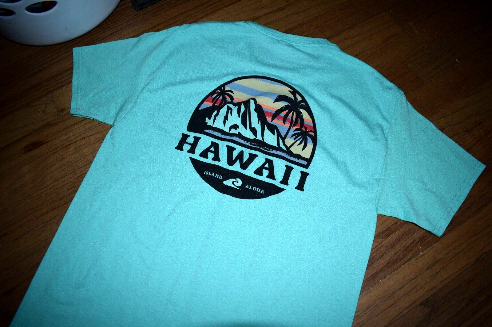 Jerzees Brand-Dri-Power-T-Shirt-Logo HAWAII-Spearmint Green-50Cotton/50Poly.