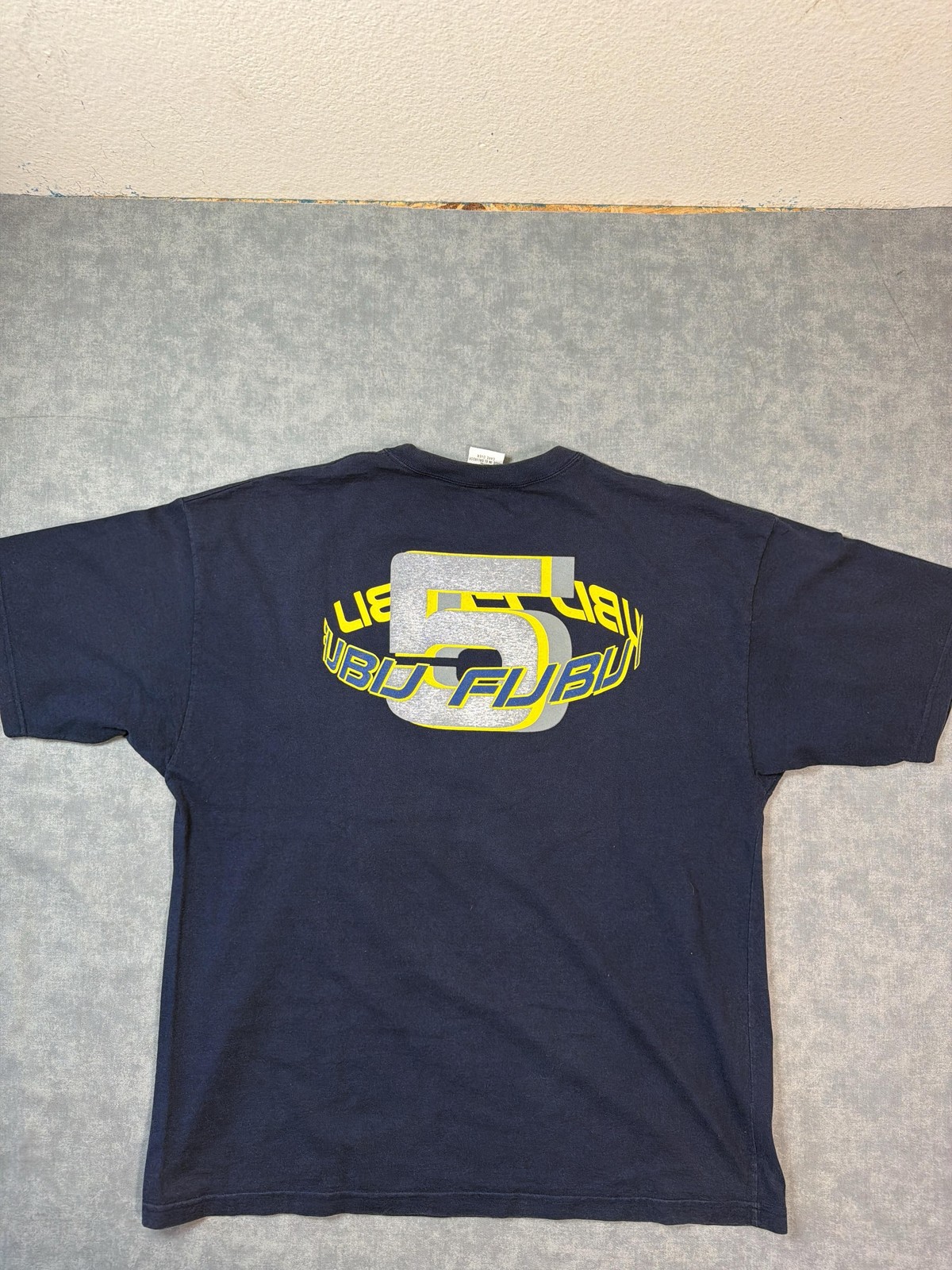 FUBU Shirt Mens 2XL Blue Competition 05 Logo Graphic Tee Streetwear Back Print gallery