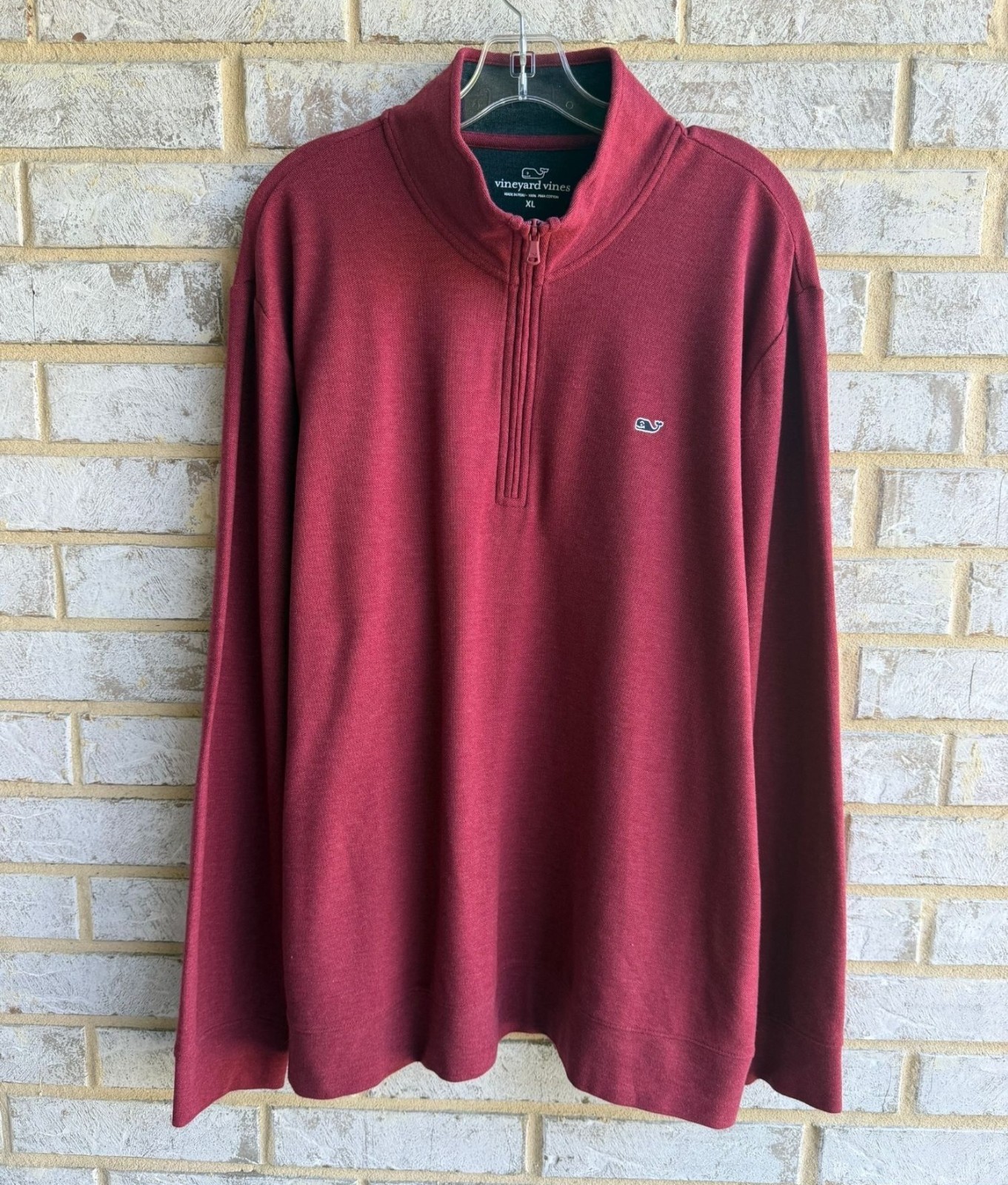 Vineyard Vines 100% Cotton Long Sleeve 1/4 Zip Burgundy Shirt Men's Size XL gallery