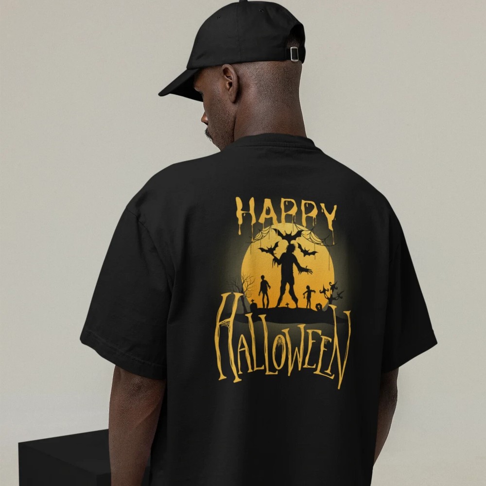 Halloween special back printed oversized round neck t shirt for Men