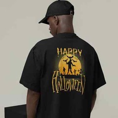 Halloween special back printed oversized round neck t shirt for Men