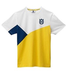 Husqvarna Asymmetric Tee Yellow/White Adult Motorcycle Logo T-shirt Size Small