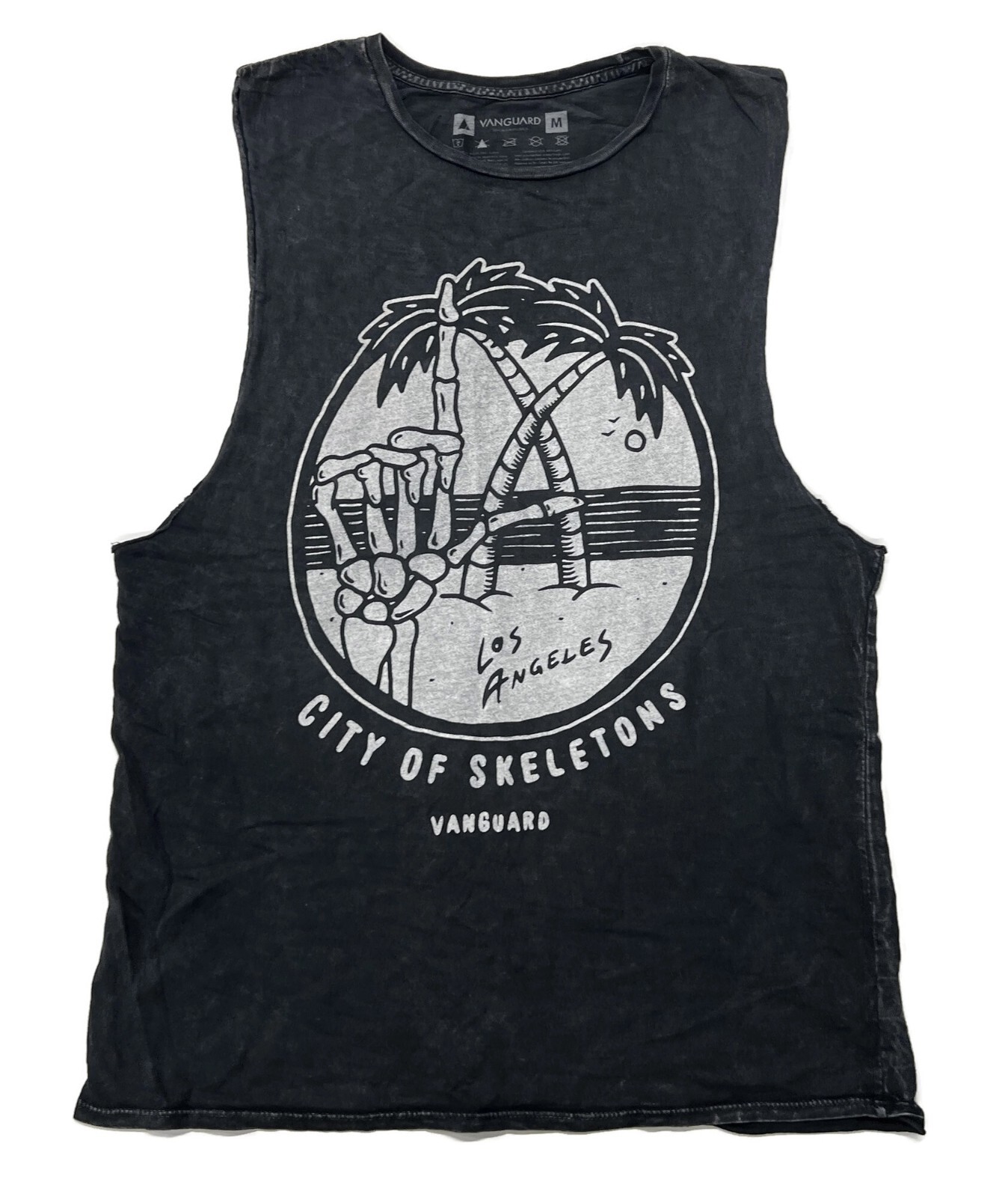 Vanguard Fashion Tank Top Shirt Mens Medium Black USA Made Cotton Beach Skeleton gallery