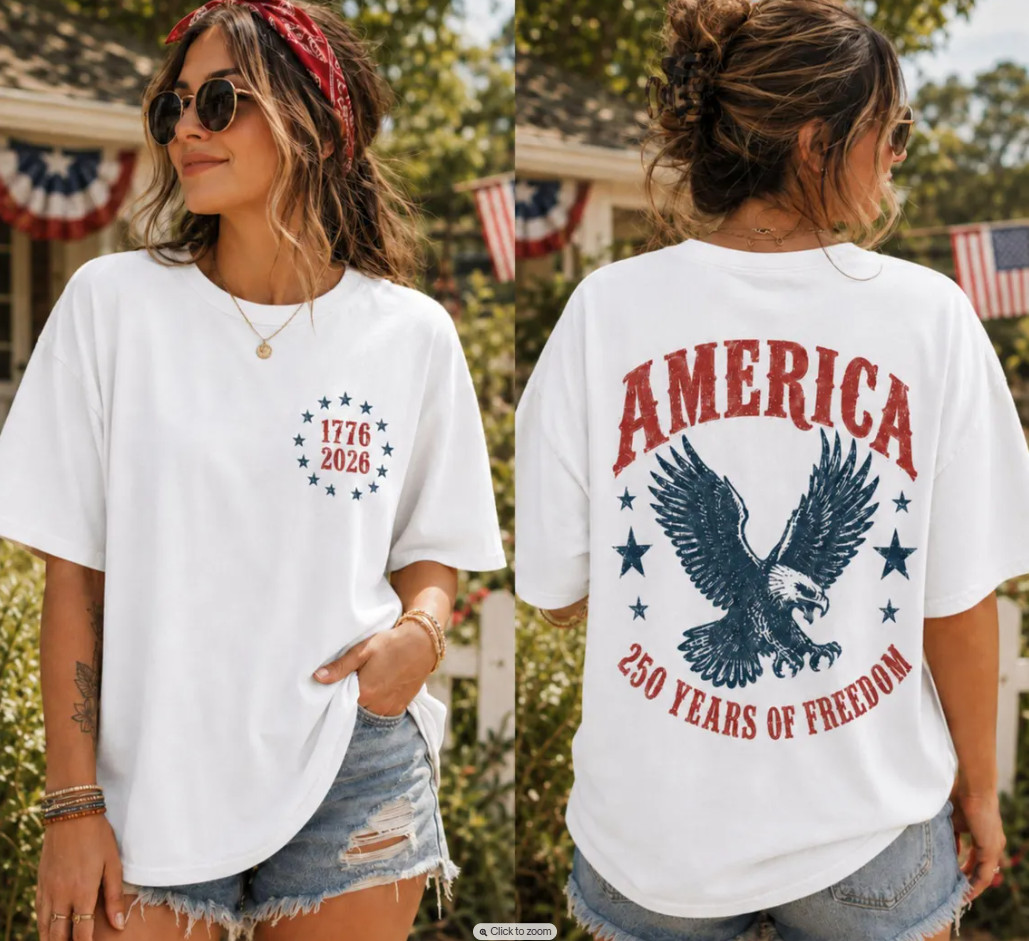 America Eagle T-Shirt, 250th Anniversary Tee, Patriotic Western T-Shirt gallery