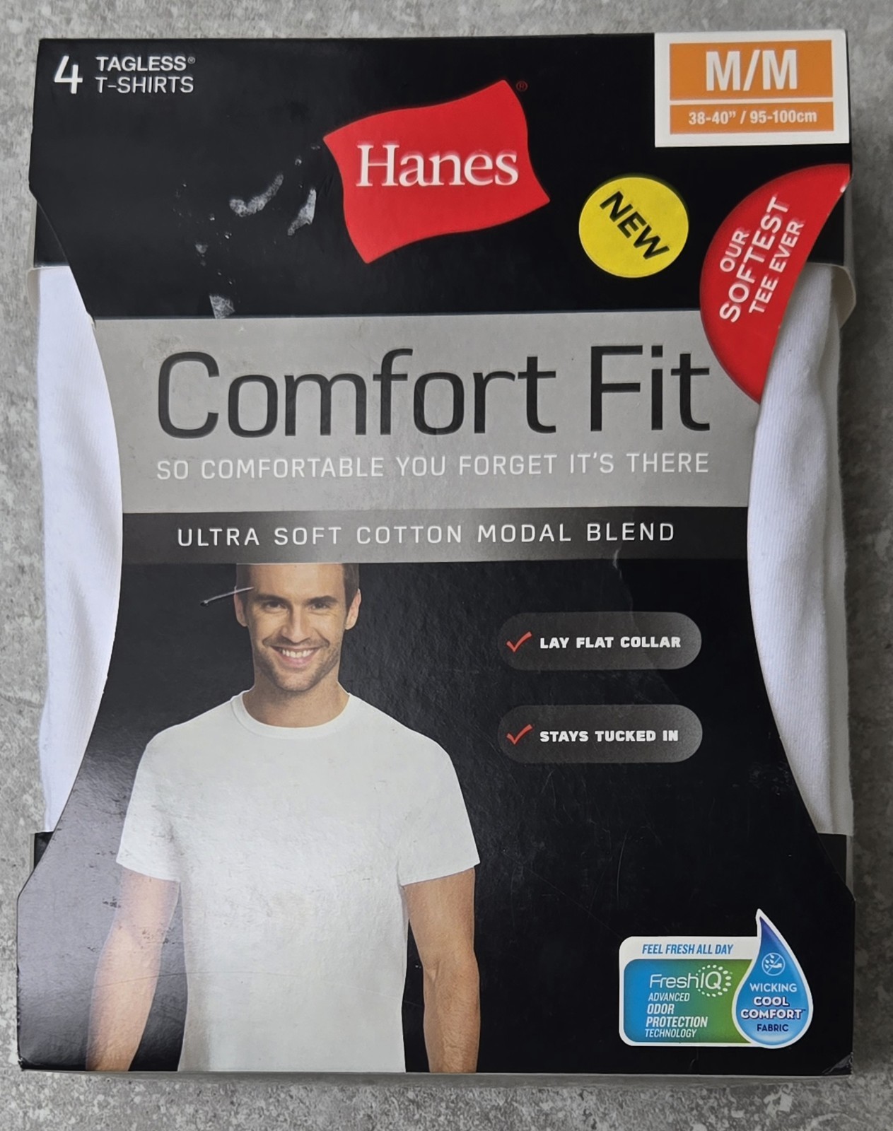 Hanes 4 Pack Men Tee Comfort Fit Plain White Crew Neck T-Shirt Undershirt MEDIUM