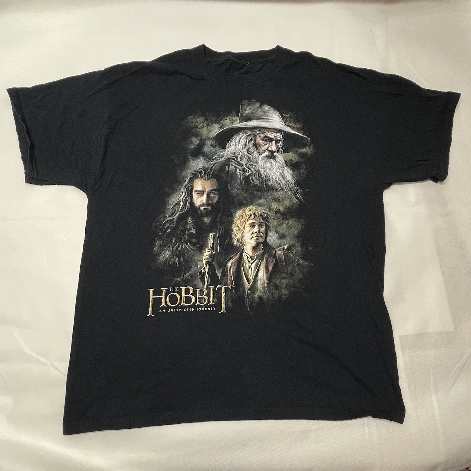The Hobbit Shirt an Unexpected Journey Gandalf Bilbo Black Graphic Tee size XL gallery