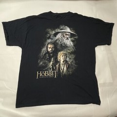 The Hobbit Shirt an Unexpected Journey Gandalf Bilbo Black Graphic Tee size XL
