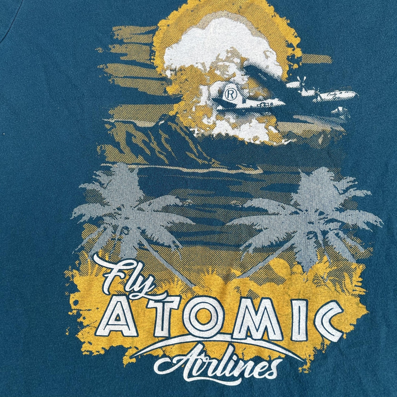 Grunt Style Shirt Mens Large Teal Fly Atomic Airlines Graphic Short Sleeve Tee gallery