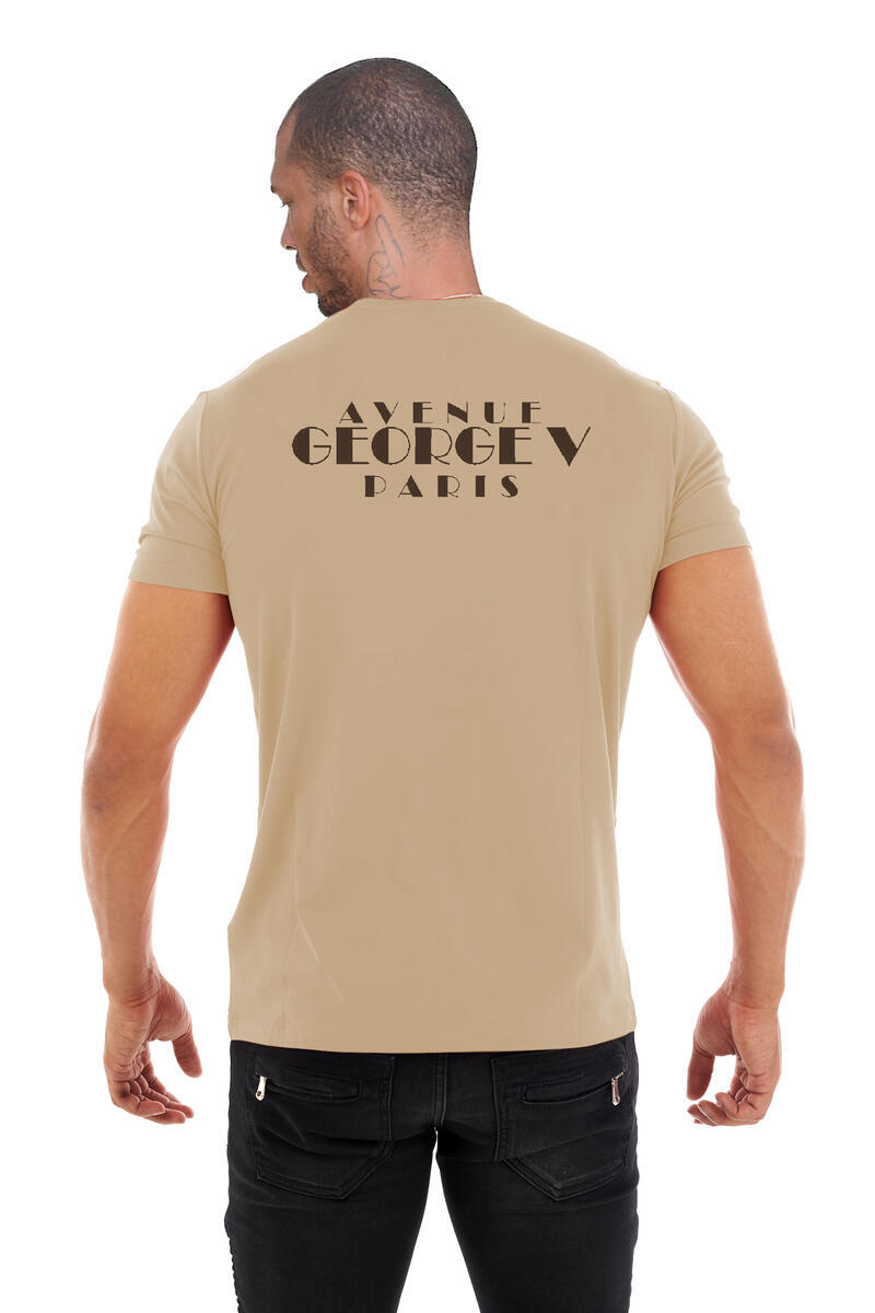 Avenue George V Paris Short Sleeves Beige T-shirt Rhinestone Golden Teddy bear gallery