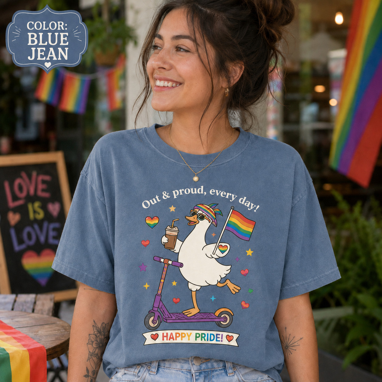 Funny Pride Goose Shirt LGBTQ Rainbow Duck Graphic Tee gallery