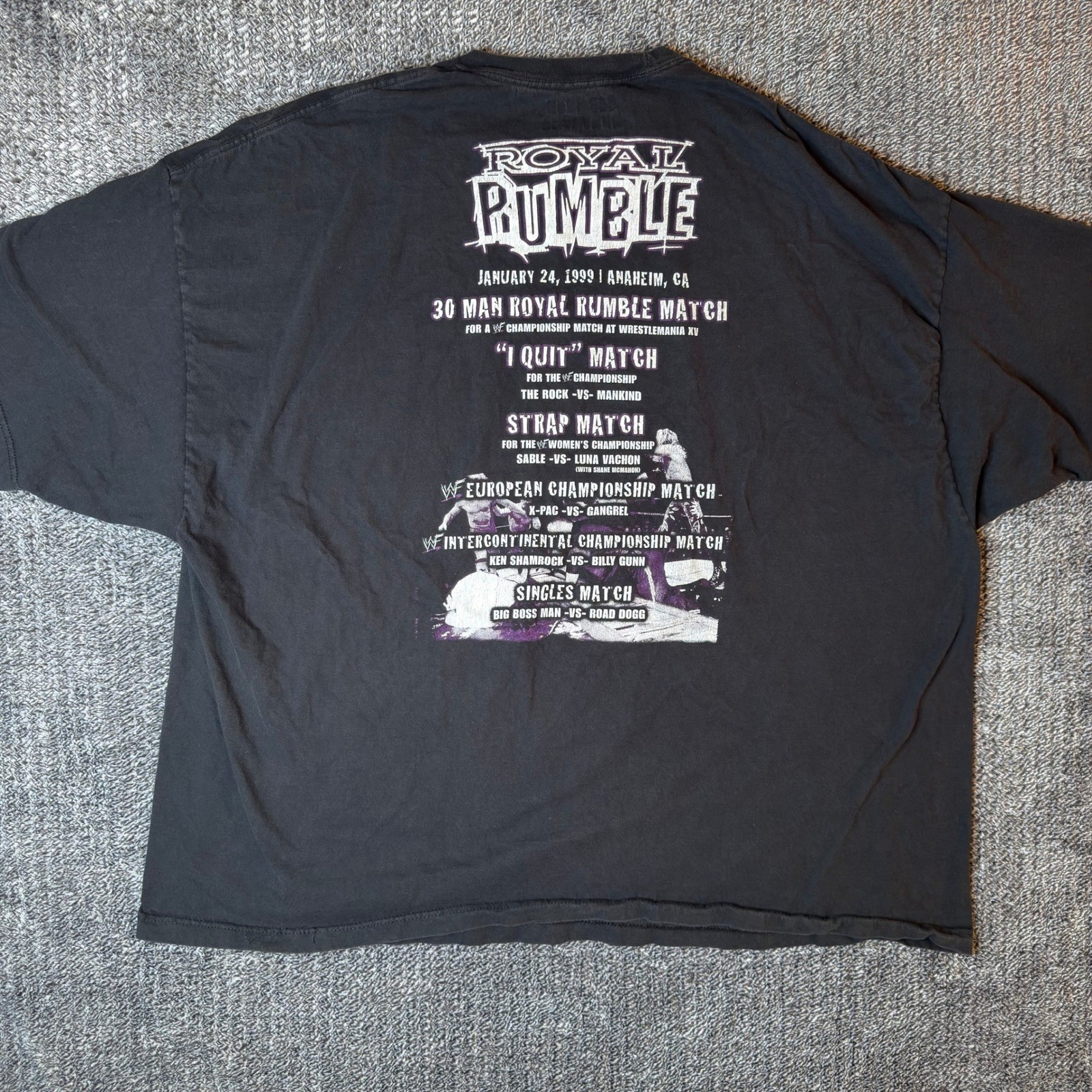 WWF Royal Rumble 1999 Modern Vintage Reprint Graphic T-Shirt Black 5X Mens WWE gallery