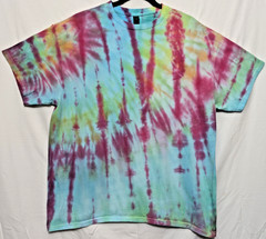 Handmade Tie Dye Spiral & Lines Pattern Rainbow XL Shirt 22.5″ W X 29.5″ L