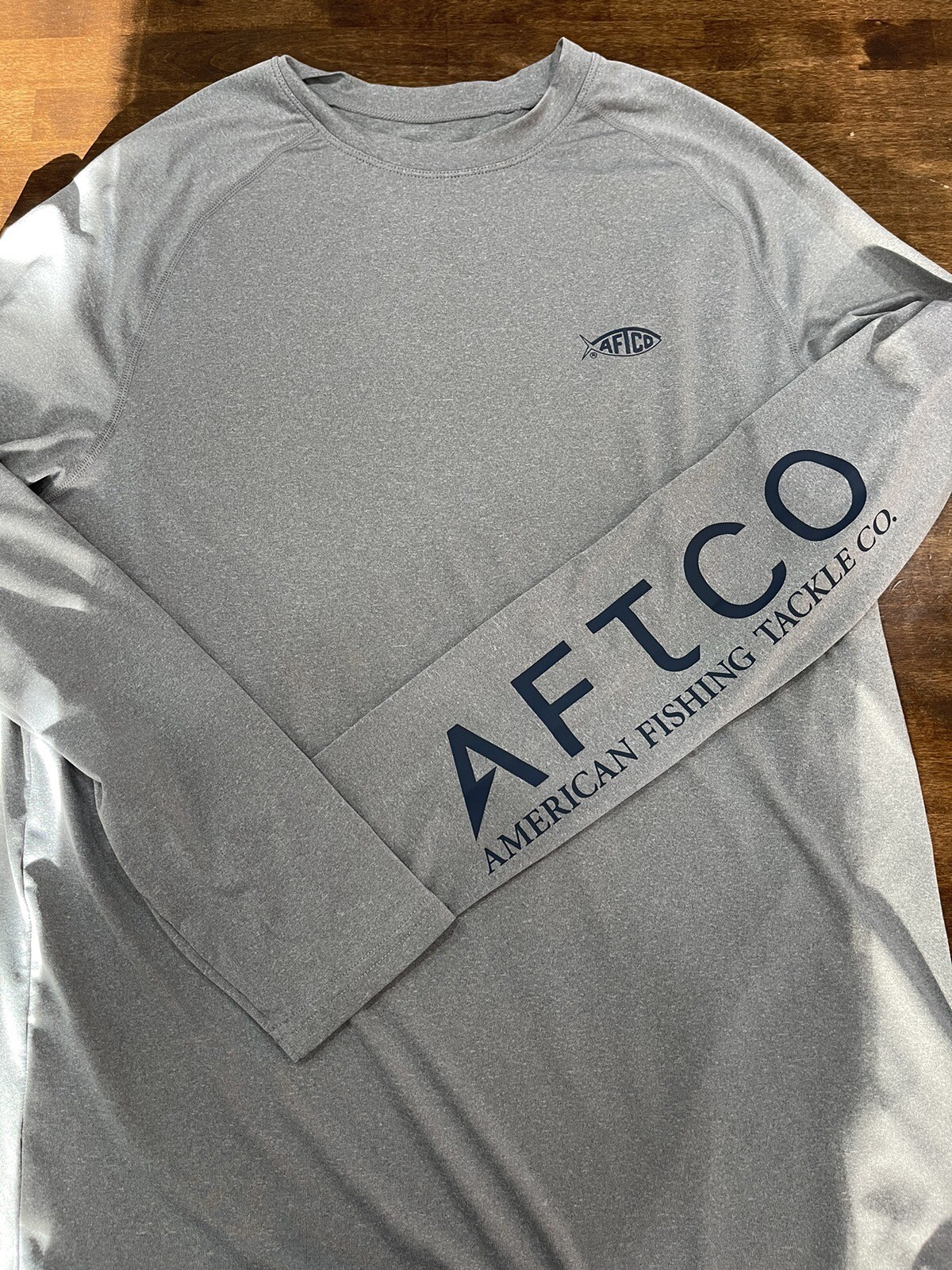 AFTCO Aftech Mens Medium Geaux Fly Long Sleeve Fishing Shirt Gray Breathable gallery