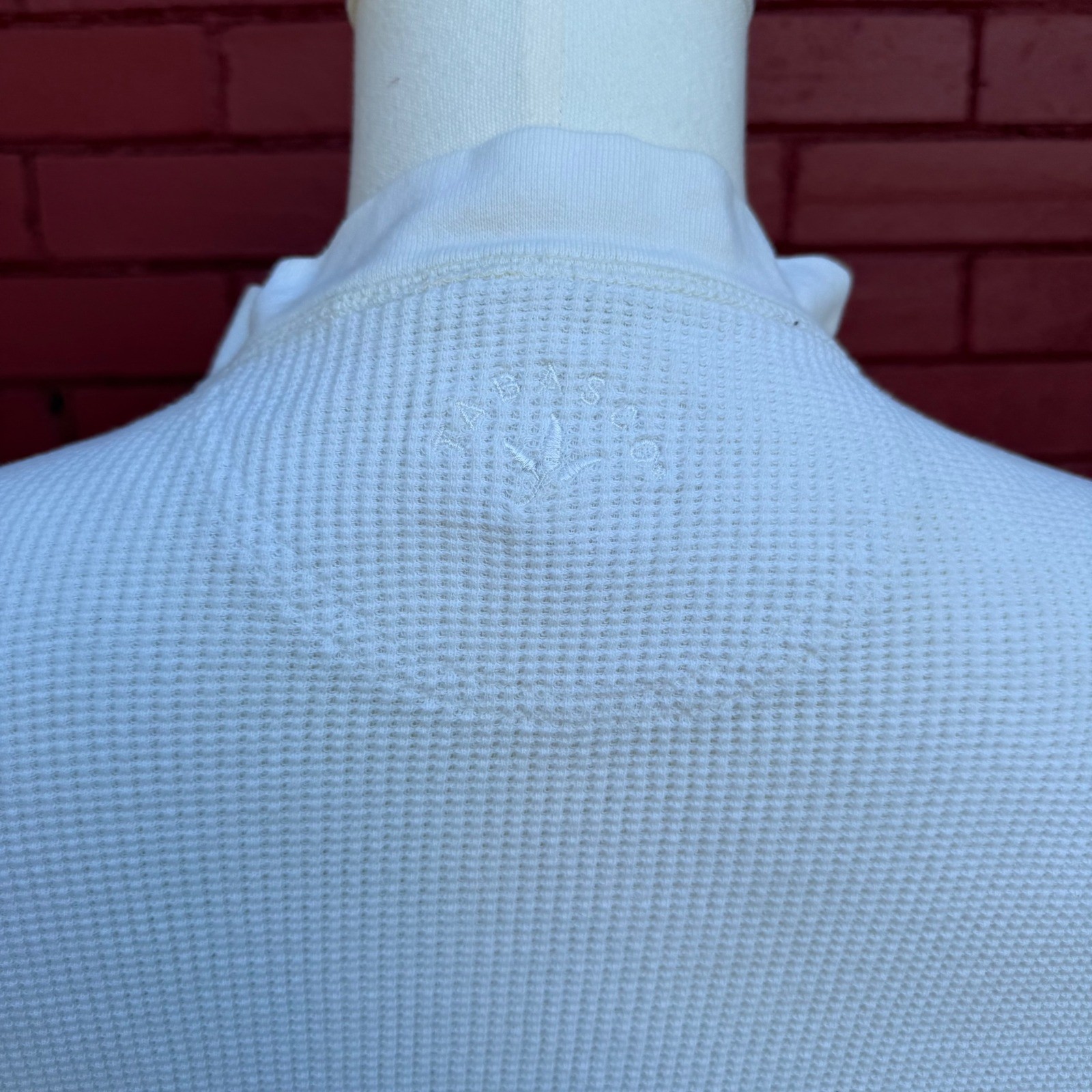 Tabasco Henley Thermal Shirt Mens Large Long Sleeve Waffle Knit Button Logo Top gallery