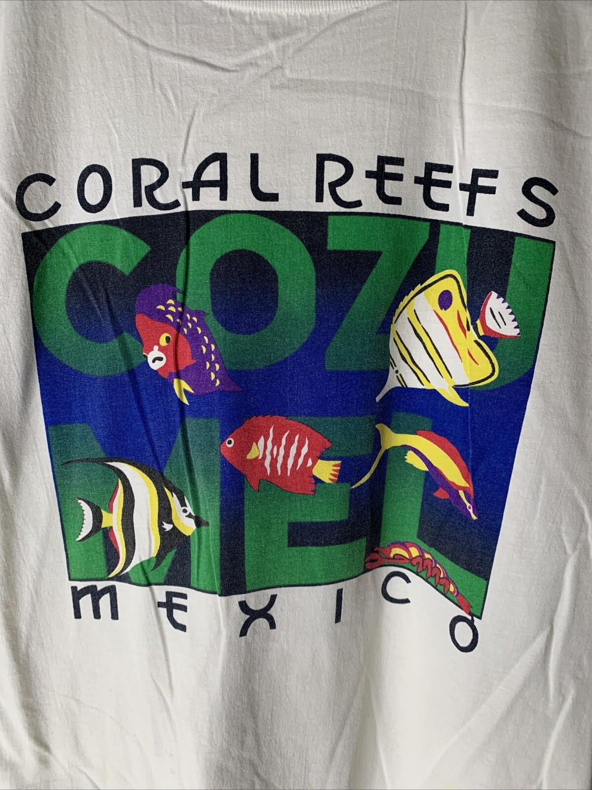 Vintage Coral Reefs Mexico Shirt Mens Sz L Cozumel Fish Tourist Art Tee 90s gallery