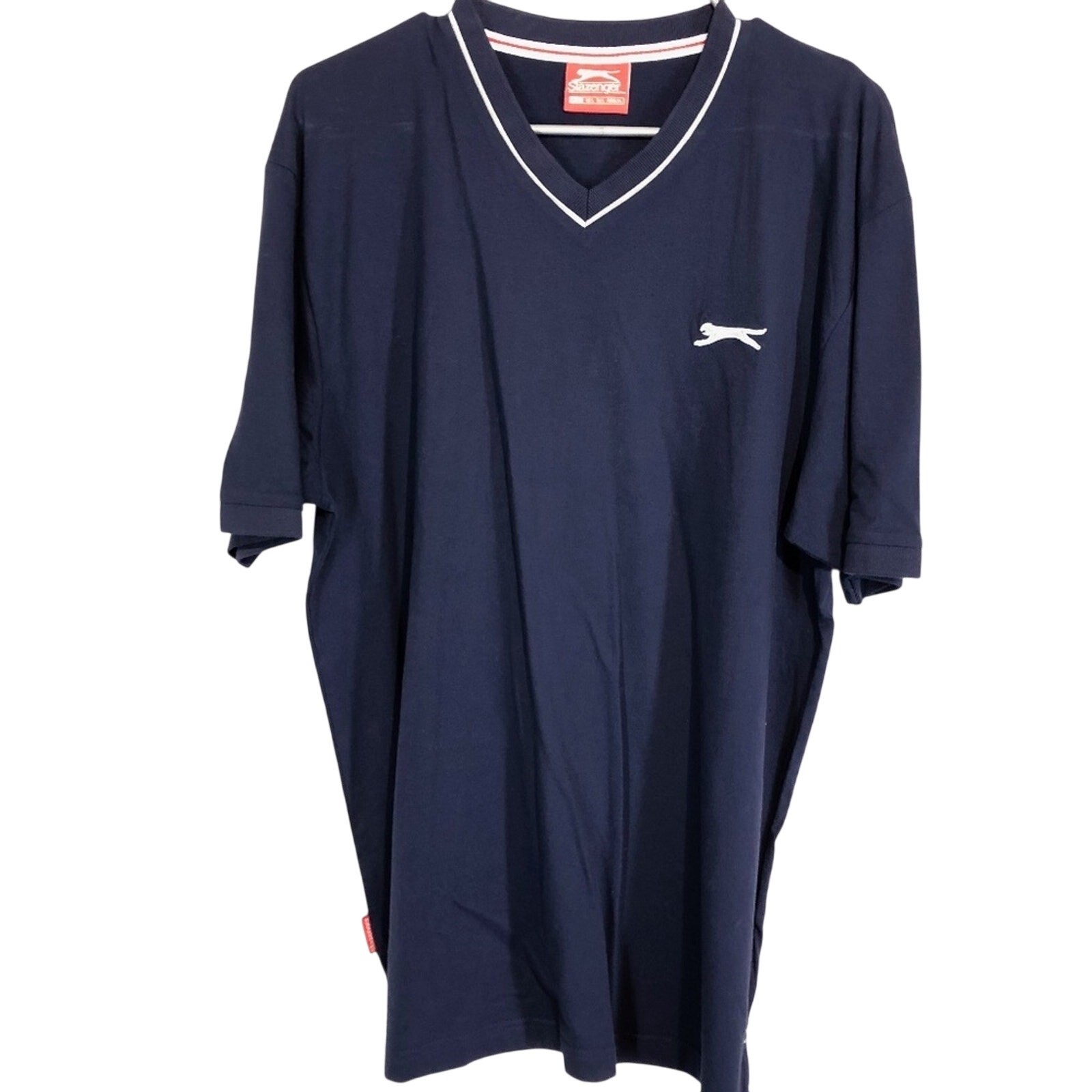 SLAZENGER Navy V-Neck Shirt Cotton Short Sleeve XL gallery