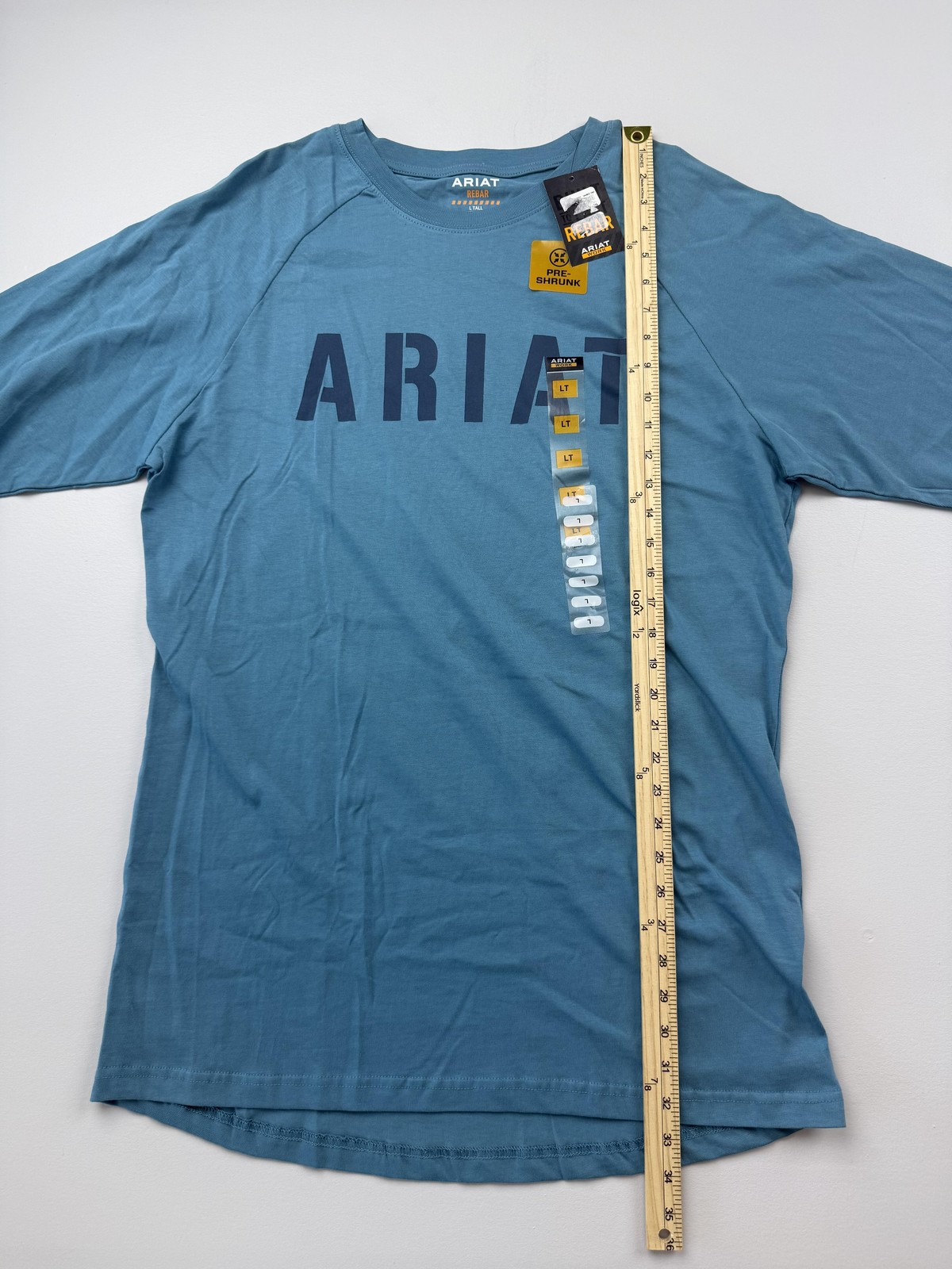 Ariat Shirt Mens LT Blue Rebar Long Sleeve Logo Graphic Tee Workwear Preshrunk gallery