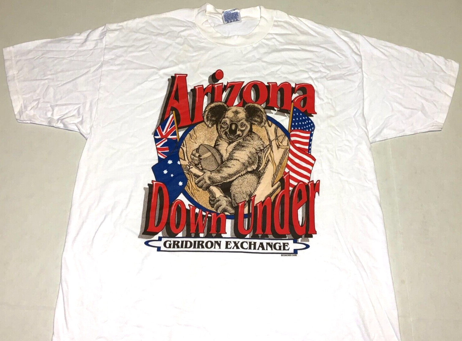 Rare Vintage 1990s Koala Bear Holding Football Australia Arizona T-Shirt New! XL