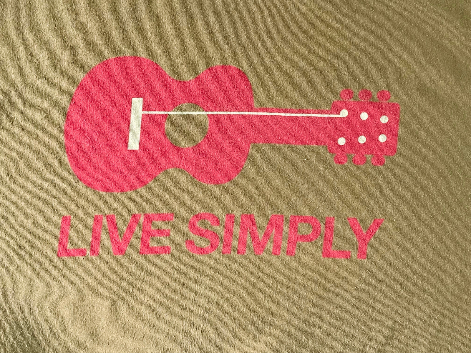 PATAGONIA Mens Graphic T Shirt Guitar “Live Simply" Organic Cotton Brown Red M gallery