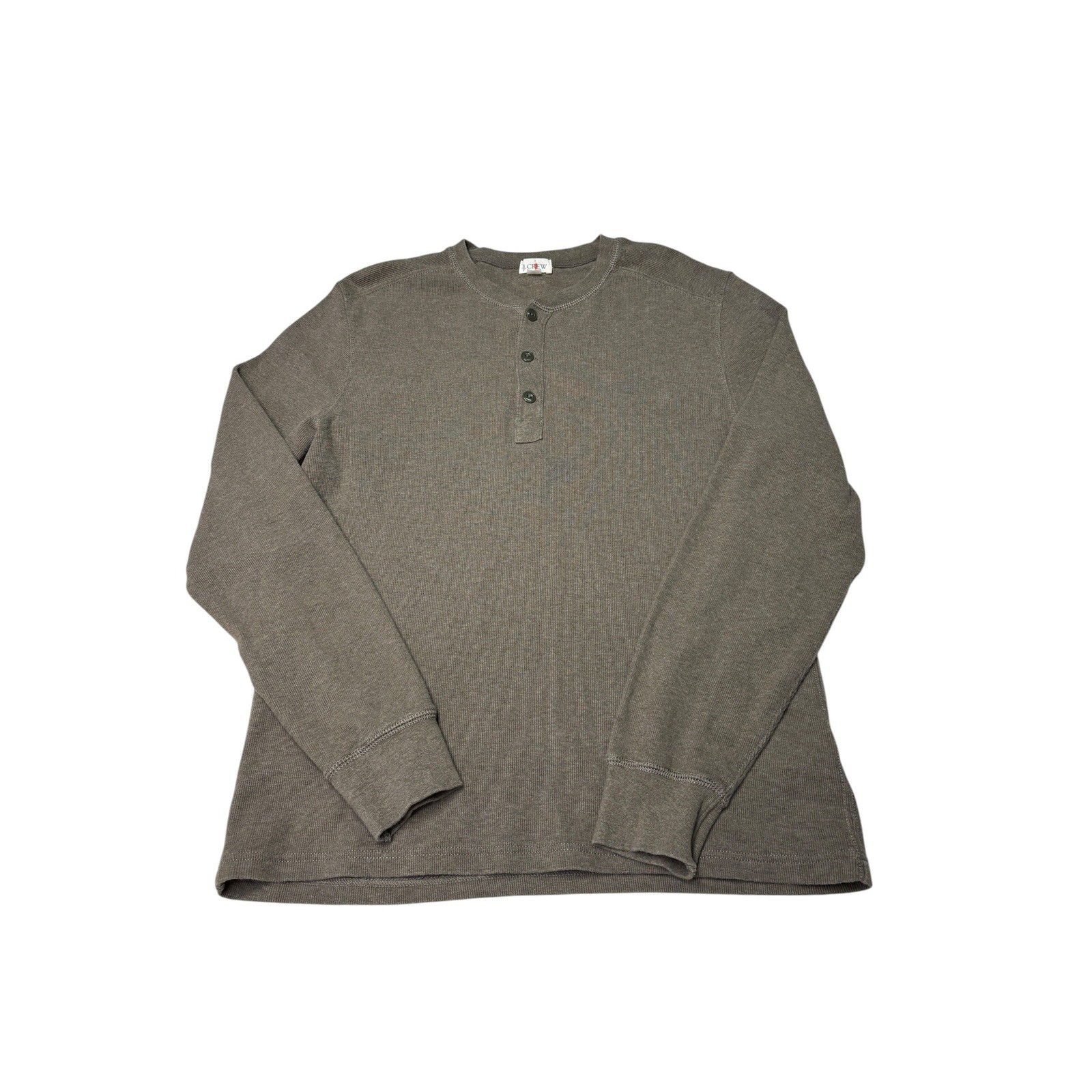 Vintage Oarsman J. Crew Mens Long Sleeve Henley Shirt Brown Cotton Ribbed M gallery