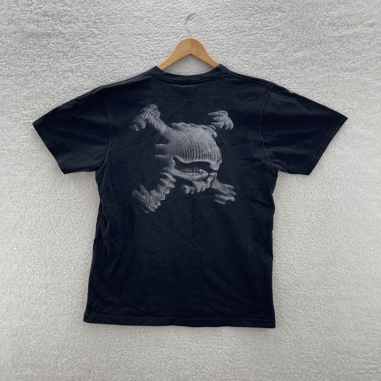 Vintage Oakley Software Shirt Mens Large Black 3d Skull Crossbones USA Made Y2K