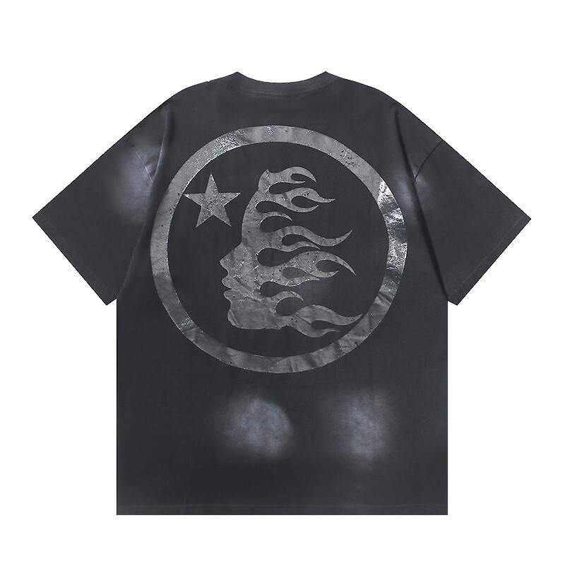 Men's Hell star Classic Big Logo Water Printed Short sleeved T-shirt 2 Black gallery