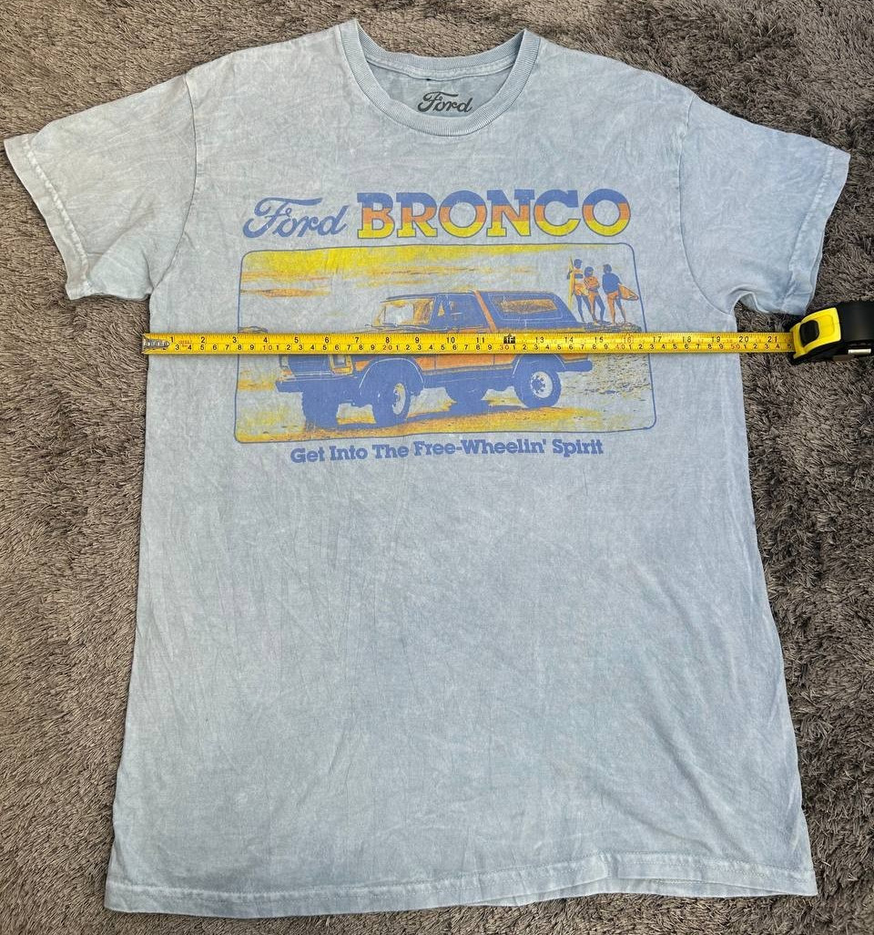 Ford Bronco Free-Wheelin Graphic T-Shirt Medium Blue Acid Wash Vintage Style gallery