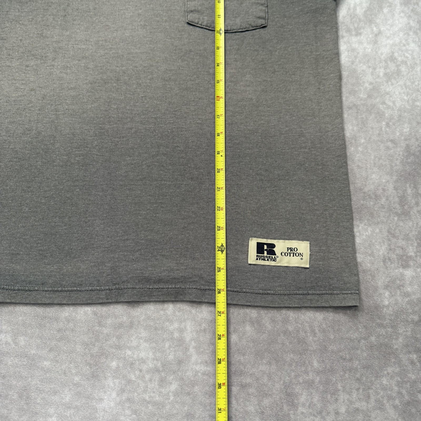 Vintage 90s Russell Athletic Pocket Tee Shirt Mens M Gray Fade Ghost USA gallery