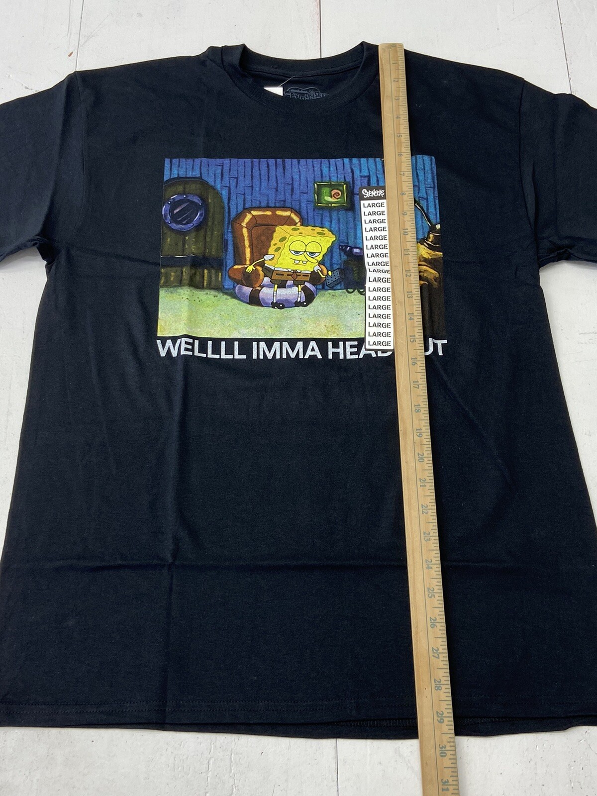 Spongebob Square Pants Black Short Sleeve T-Shirt Adult Size L NEW Spencer’s gallery