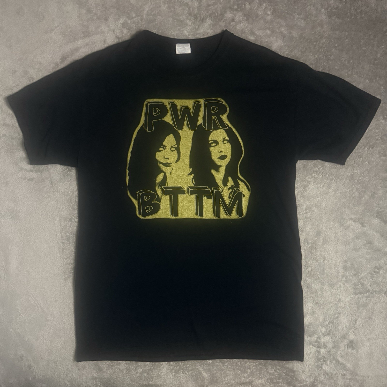 PWR BTTM Band T-Shirt Mens M Black w/ Gold Graphic Jerzees Dri-Power Tee gallery