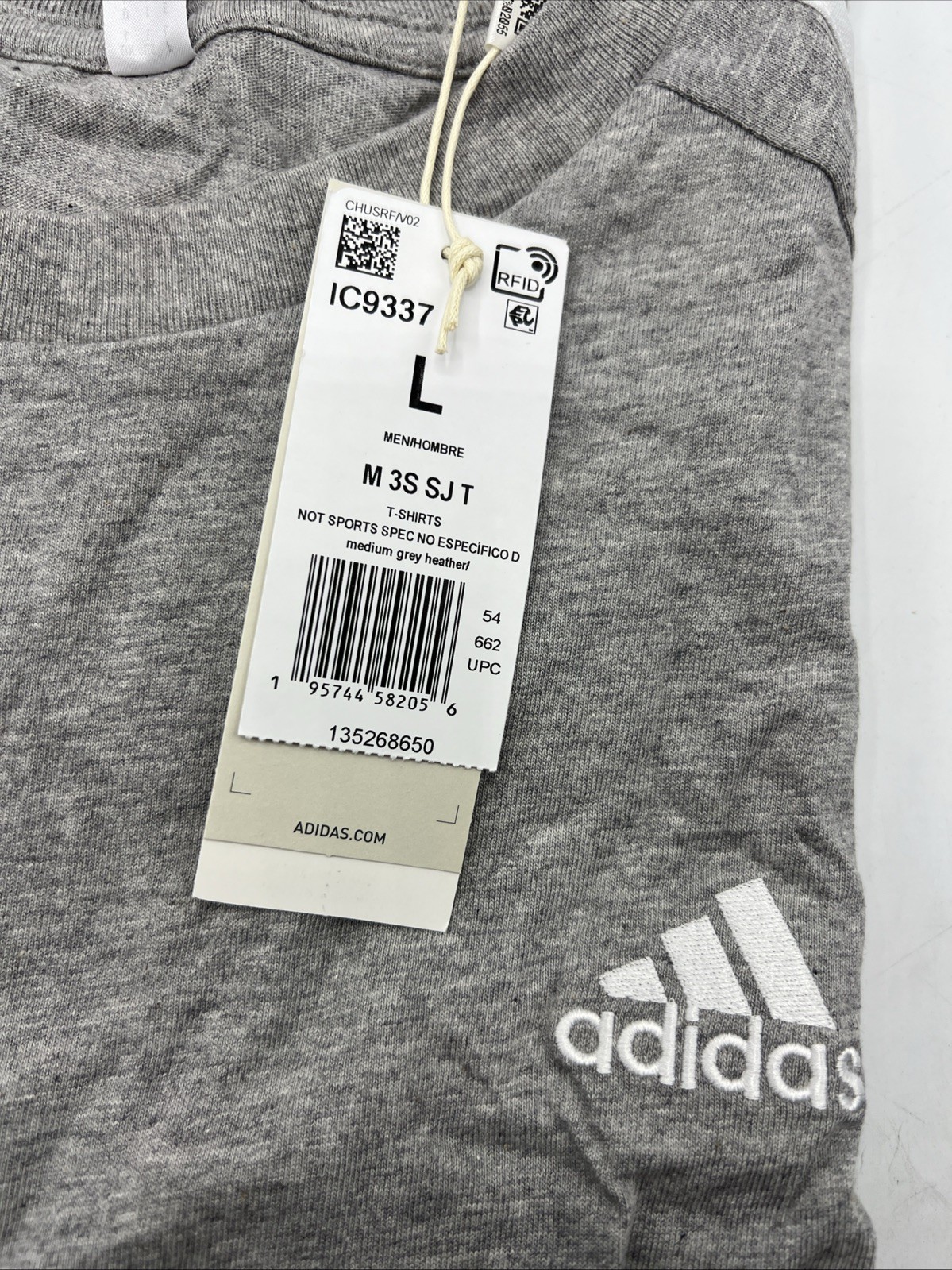 Adidas T Shirt Men's Size L Gray IC9337 New with Tags gallery