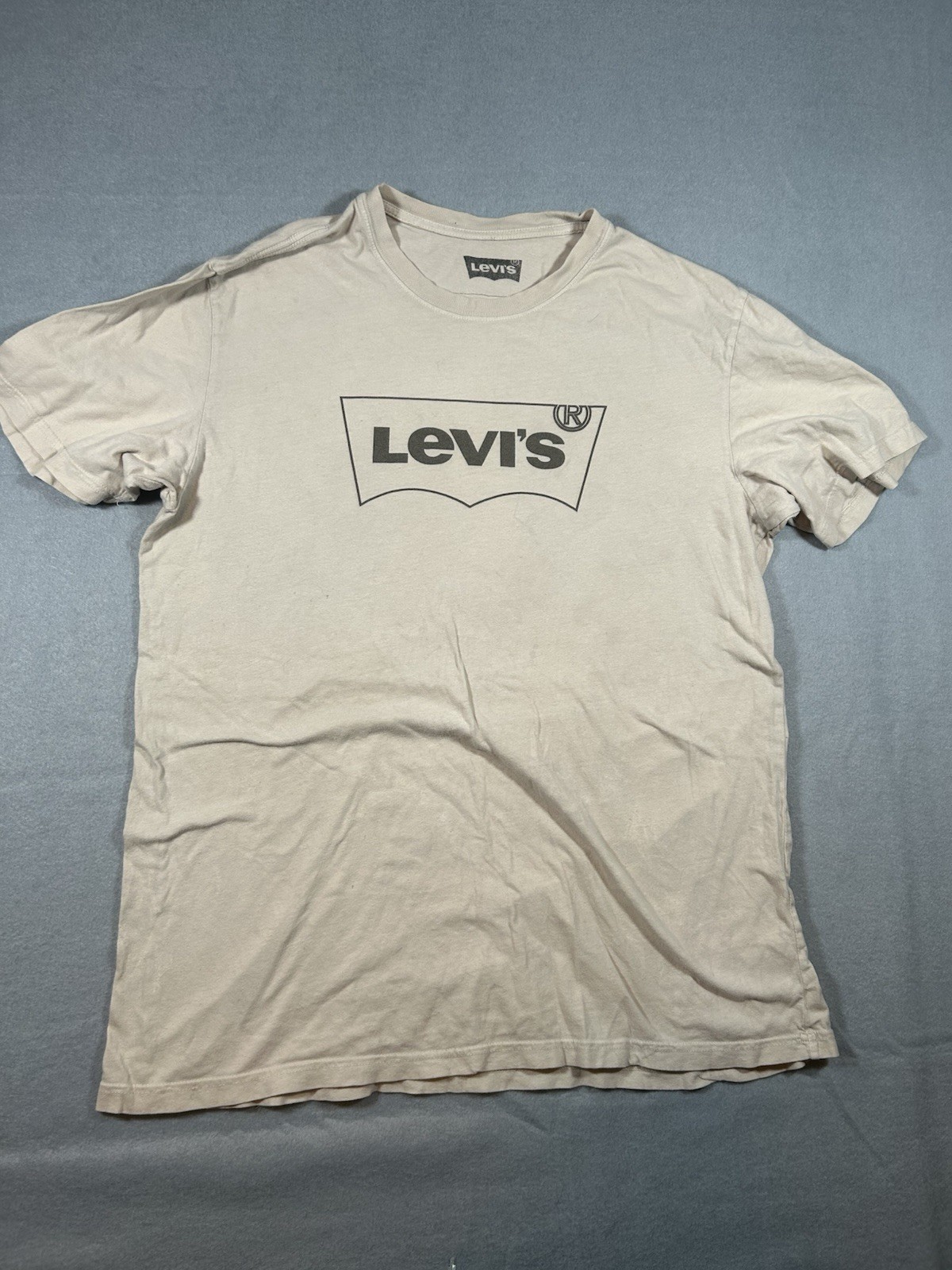 Levis Logo classic Shirt mens Large Tan Beige Logo Modern EUC cotton gallery
