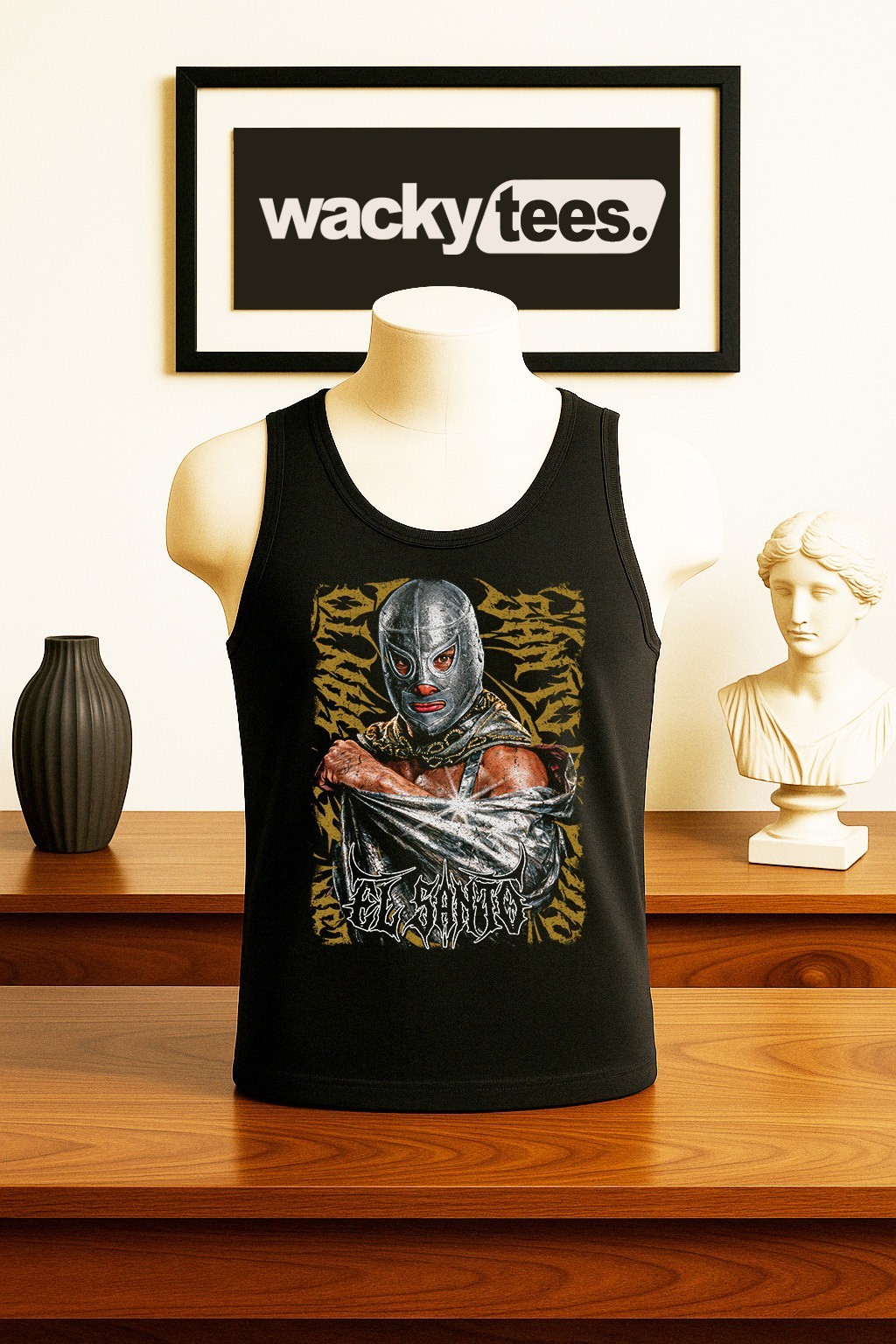 Lucha Libre El Santo Luchador Wrestling Oro Retro Style Graphic Tee Shirt gallery