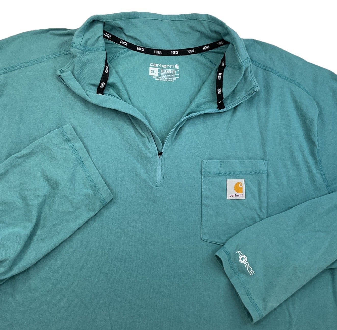 Carhartt Force 1/4 Zip Pullover Shirt Men Sz 3XL Green Relaxed Fit Pocket 104255