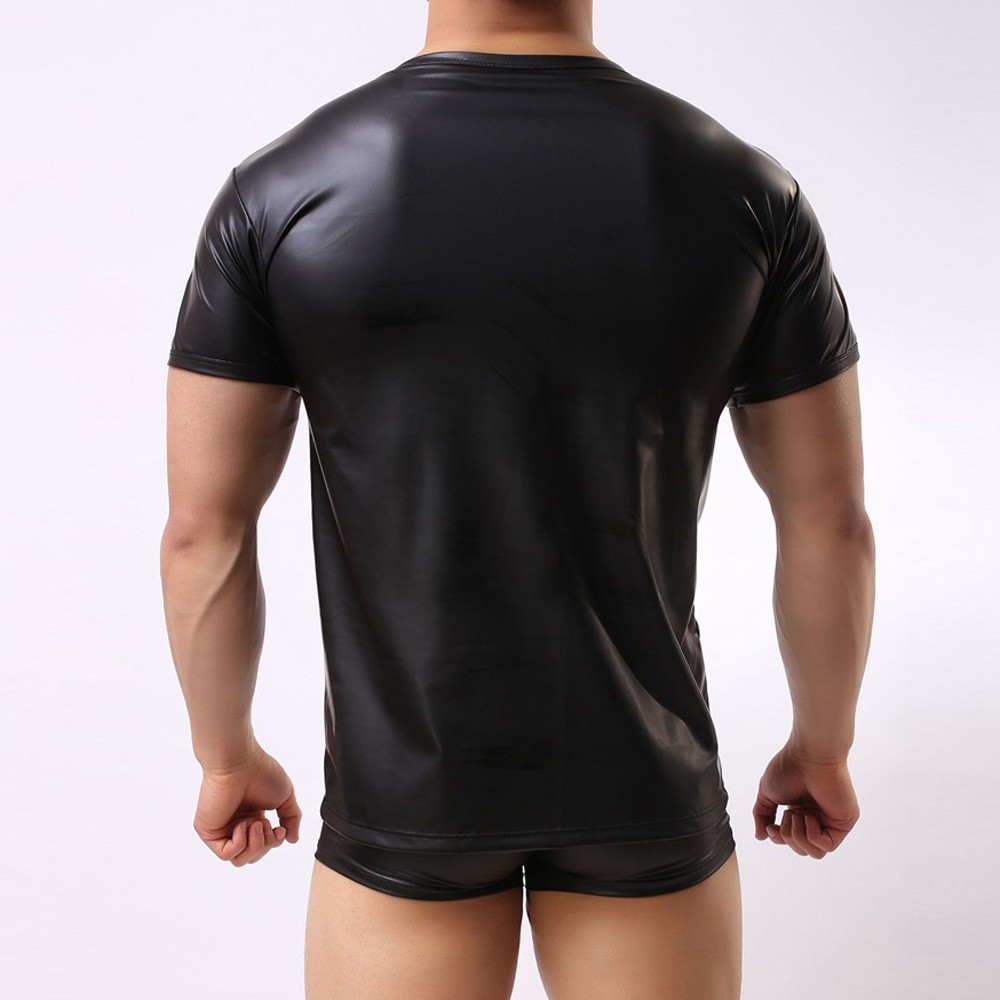 Sexy Mens Wet Look T-shirt Top Sports Muscle Shirt Party Clubwear Stage Costumes gallery