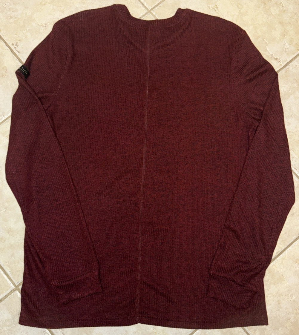Ted Baker London L/S Rib Crew Loungewear Tee Shirt Mens XL Maroon Heather NWT gallery