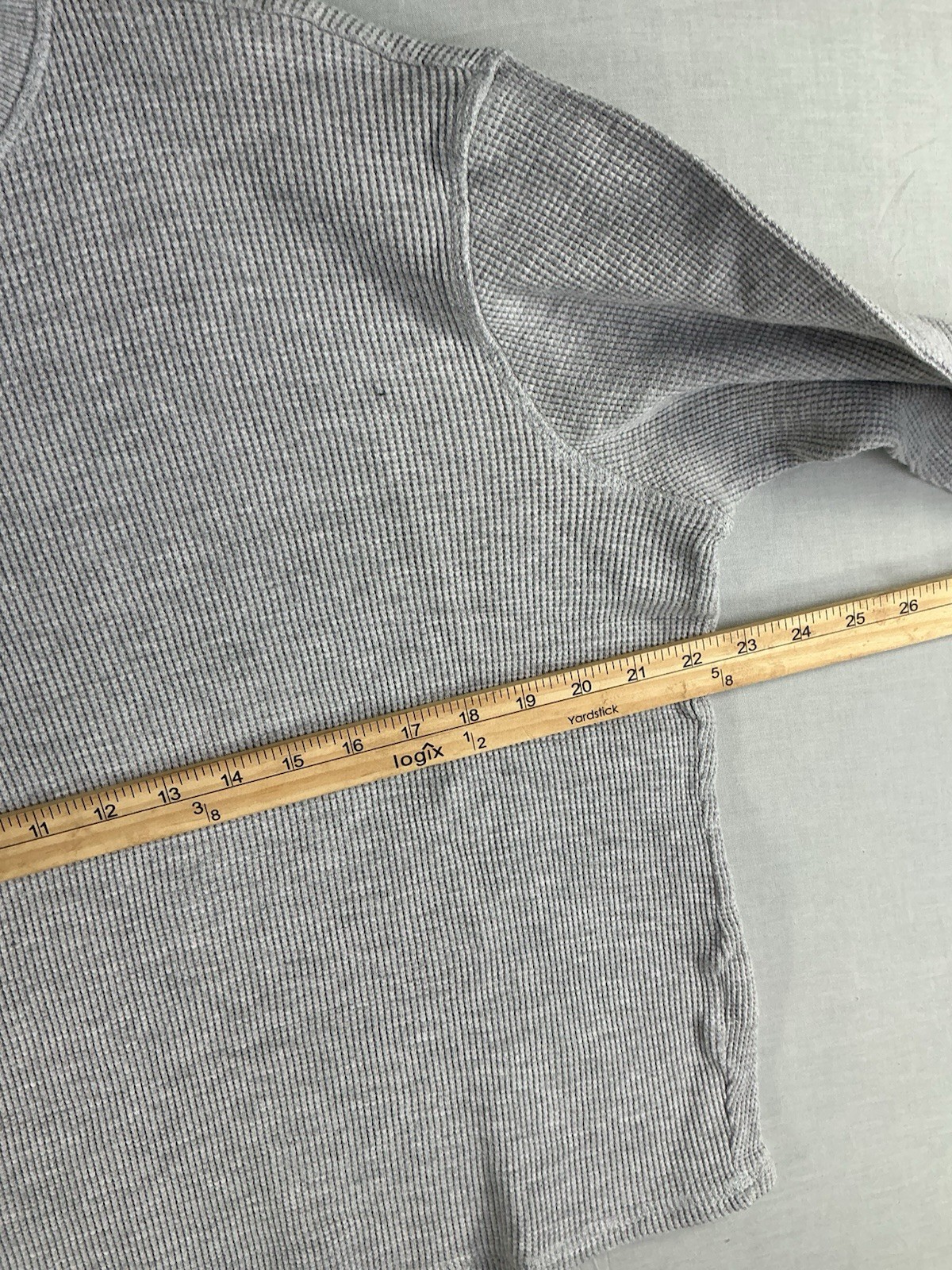 Member's Mark Men’s Large Soft Wash Thermal Shirt Waffle Knit Grey Heather L gallery
