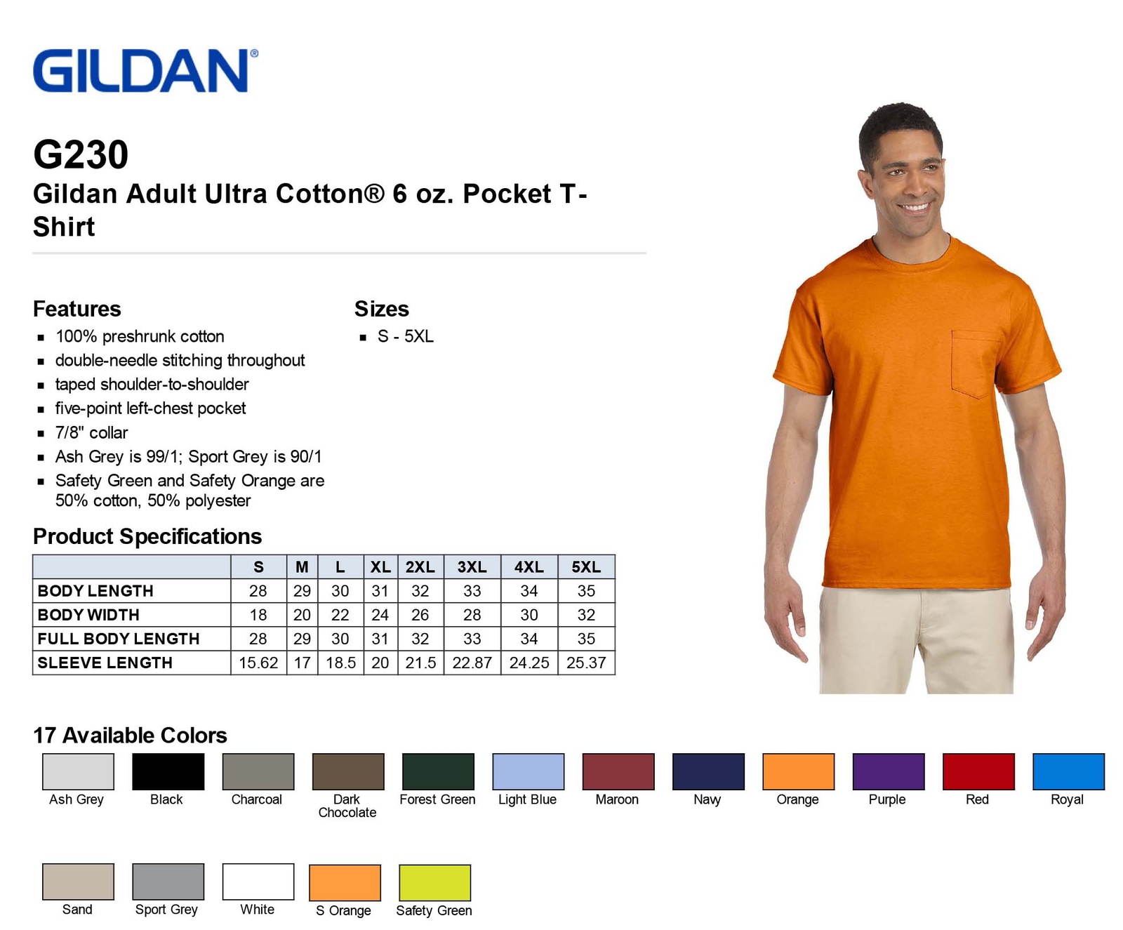 Gildan Mens T-Shirt Pocket Short Sleeves Ultra Cotton 6 oz S-XL M-G230 gallery