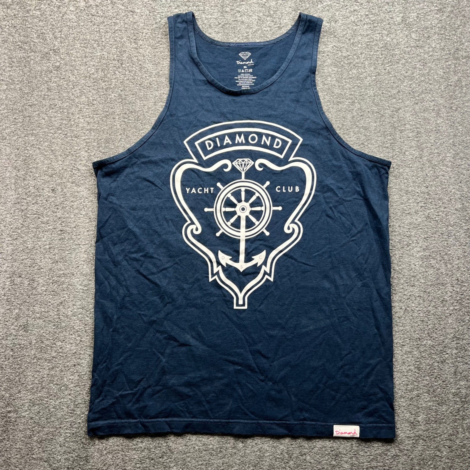 Diamond Supply Co Tank Top Mens XL Navy Blue Yacht Club Anchor Graphic Shirt gallery