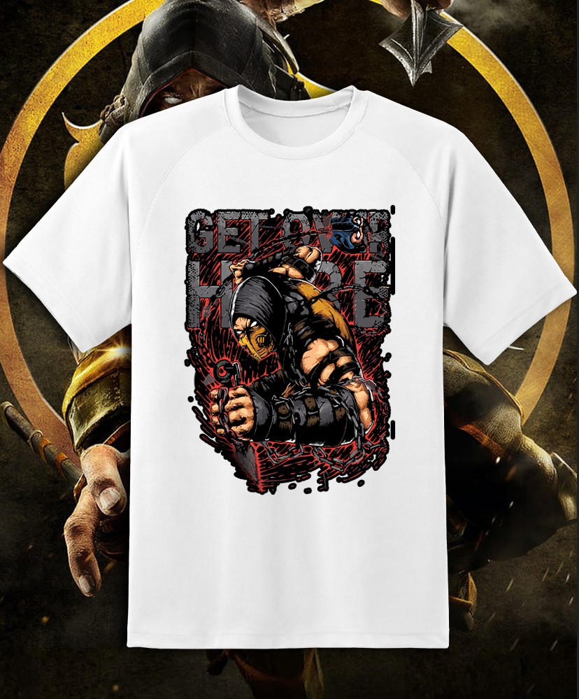 Mortal Kombat Scorpion Get Over Here! 80's Shirt Adult & Youth sizes! Fast Ship! gallery