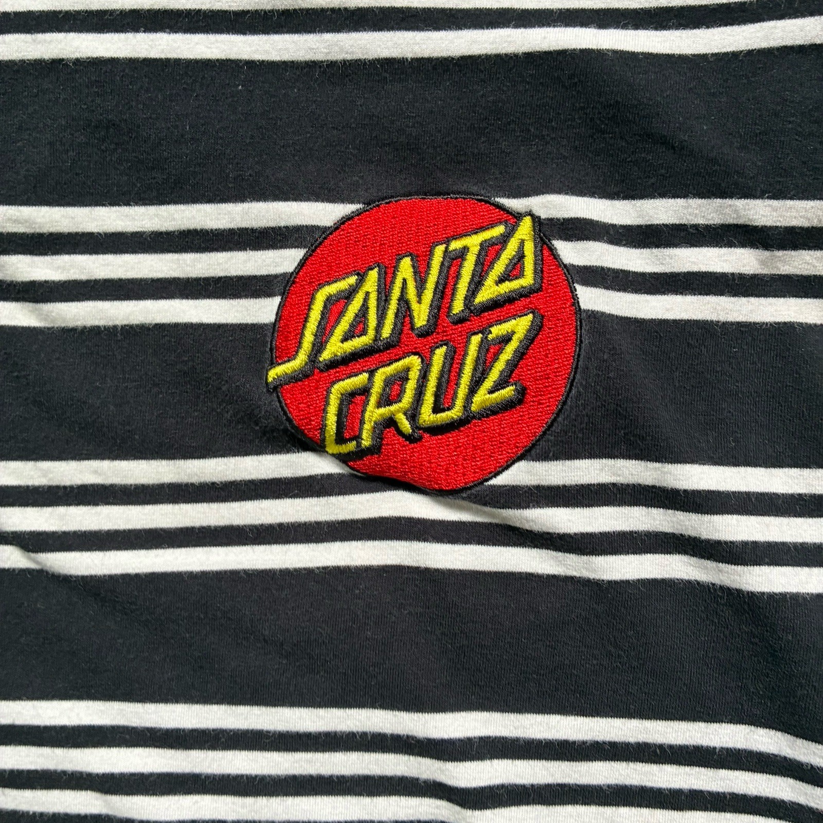 Santa Cruz Striped Ringer T-Shirt Black White Red Embroidered Dot Logo Medium gallery