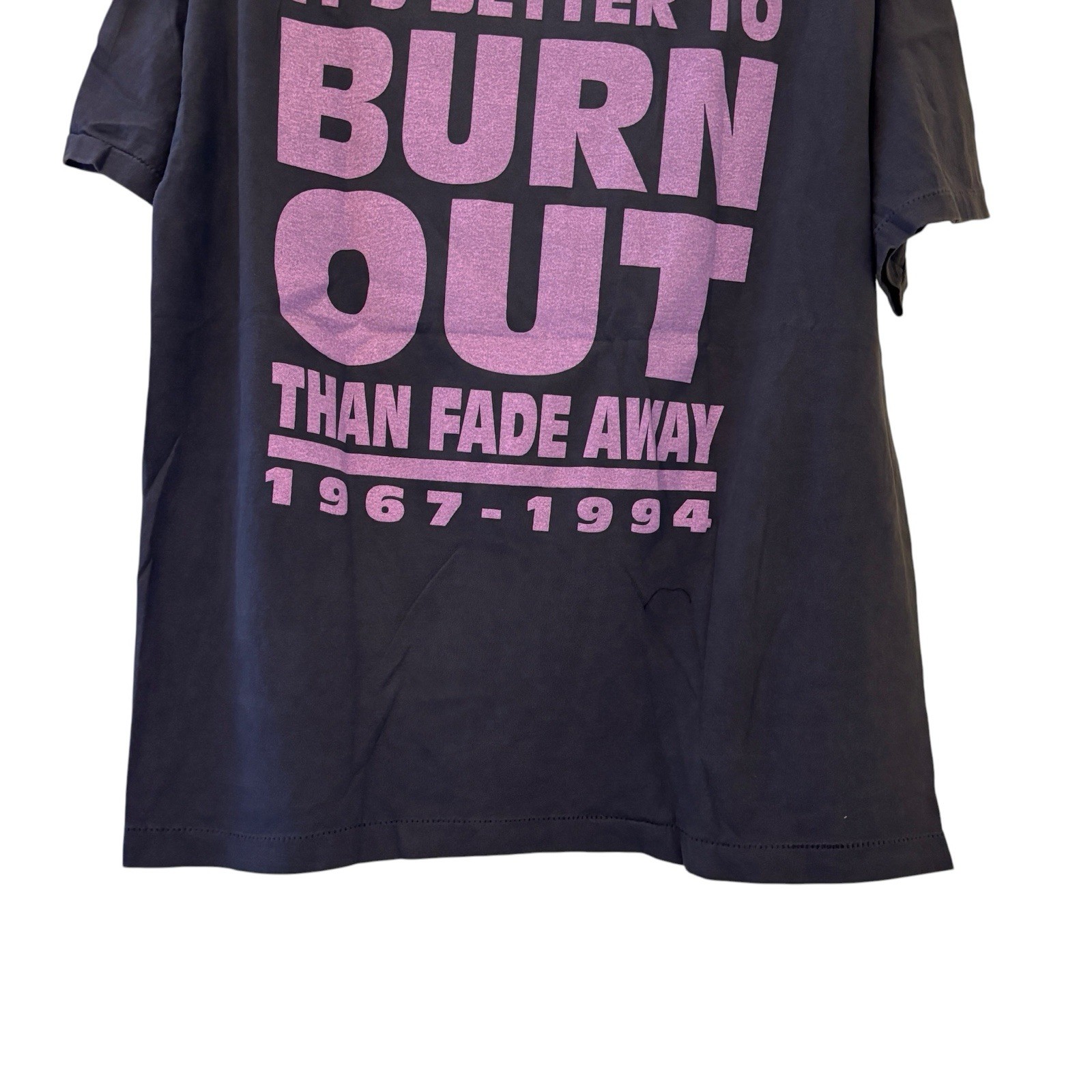 Nirvana 90s Kurt Cobain “Its Better To Burn Out Than Fade Away” REPRINT Shirt XL gallery