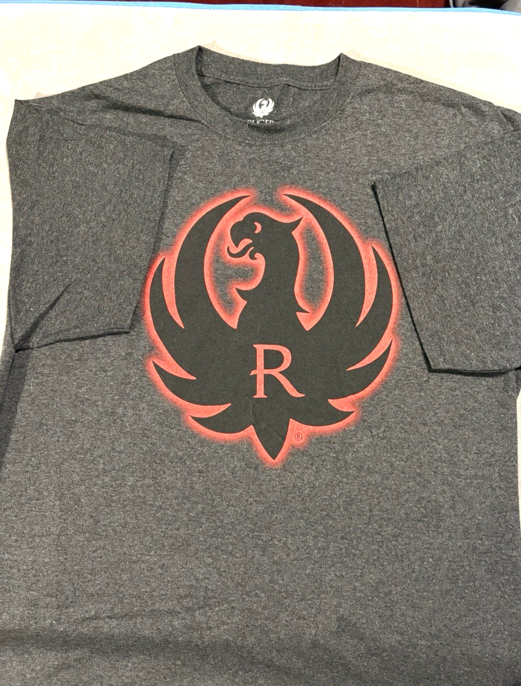 Ruger Logo Graphic T-Shirt – Black shirt w/Red Logo on front & back – Size L NEW gallery