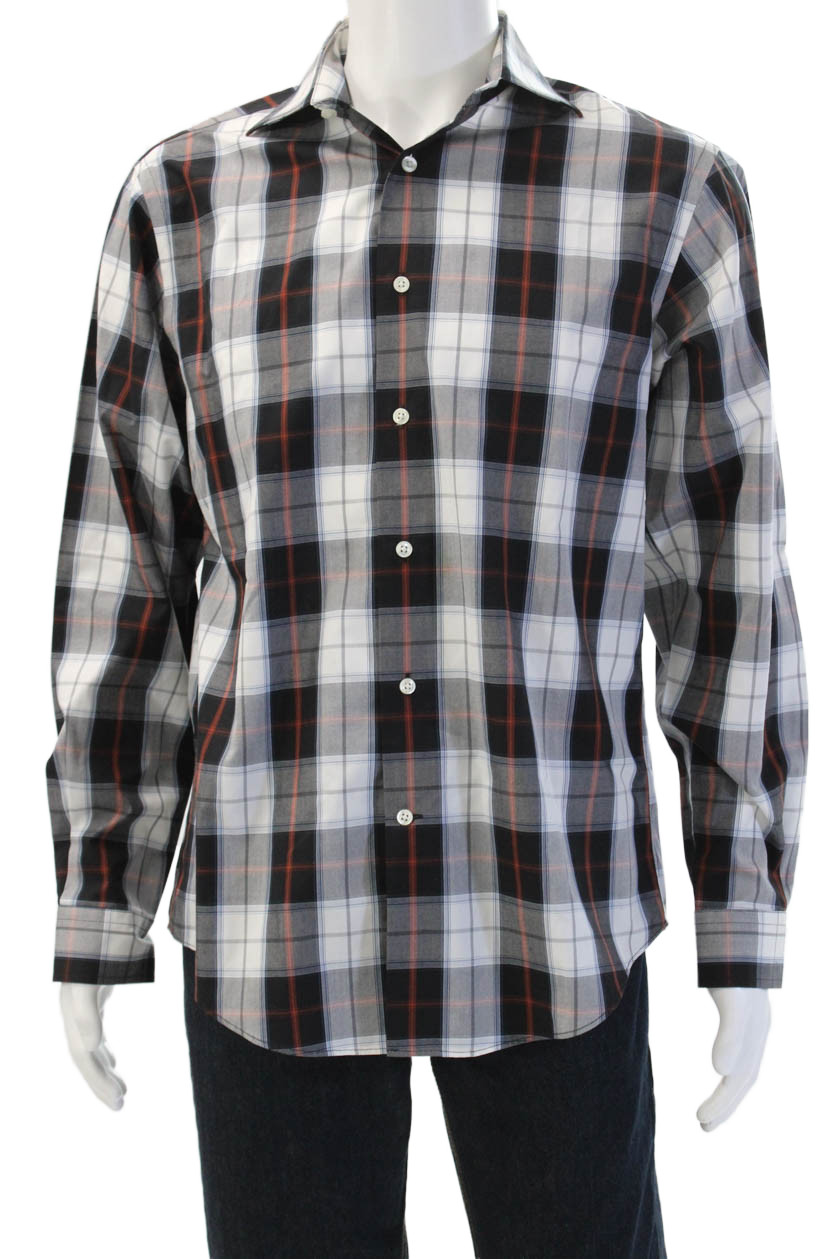 The Men’s Store at Bloomingdale’s Men Black Plaid Button-Up Long Sleeve Size M