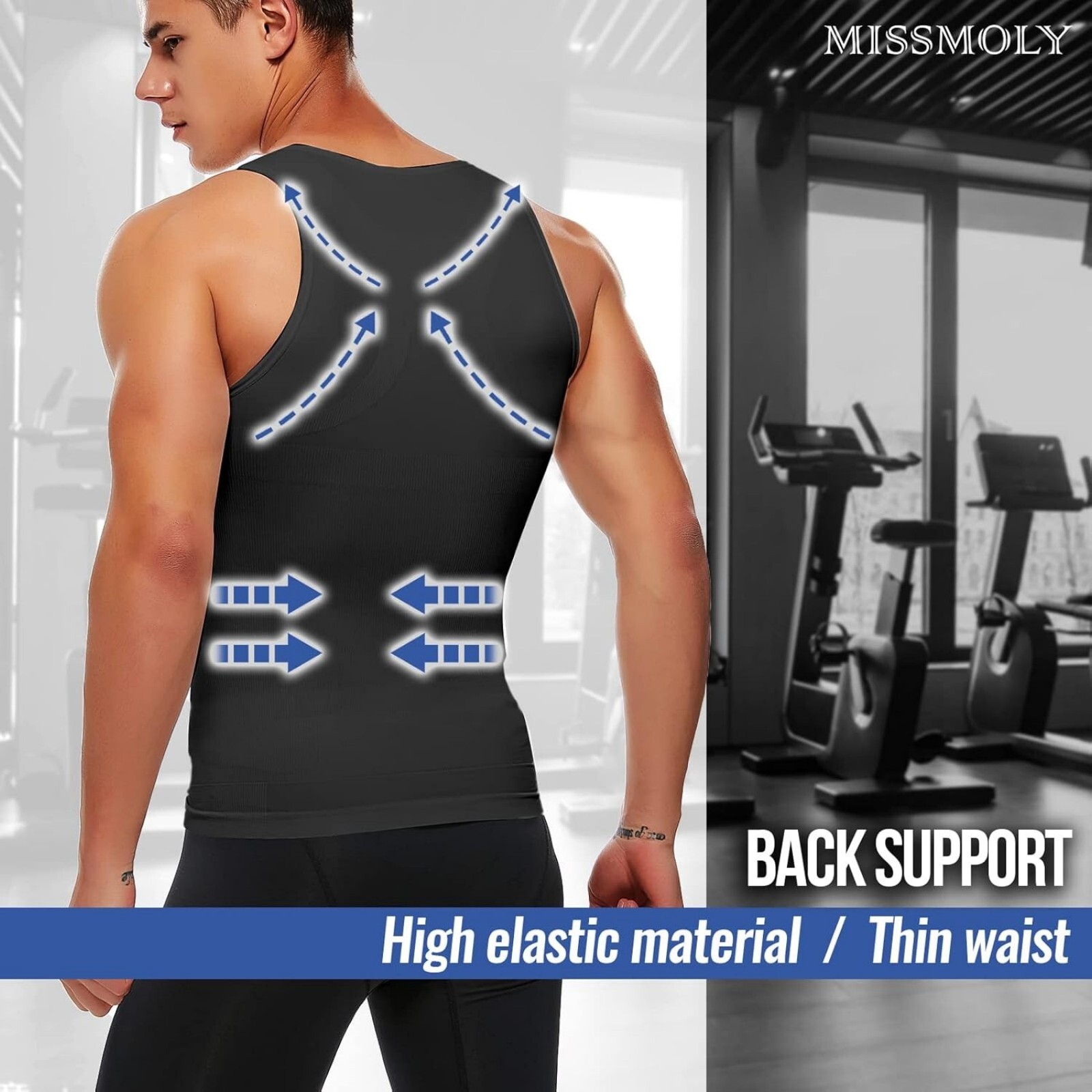 Male Gynecomastia Compress Tank Top Mens Slimming Body Shaper Vest Abs Shirt US gallery